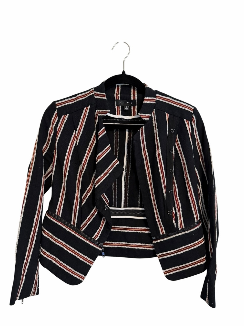 INTERMIX Black Cotton Peplum Blazer Size 0 - Picture 3 of 5